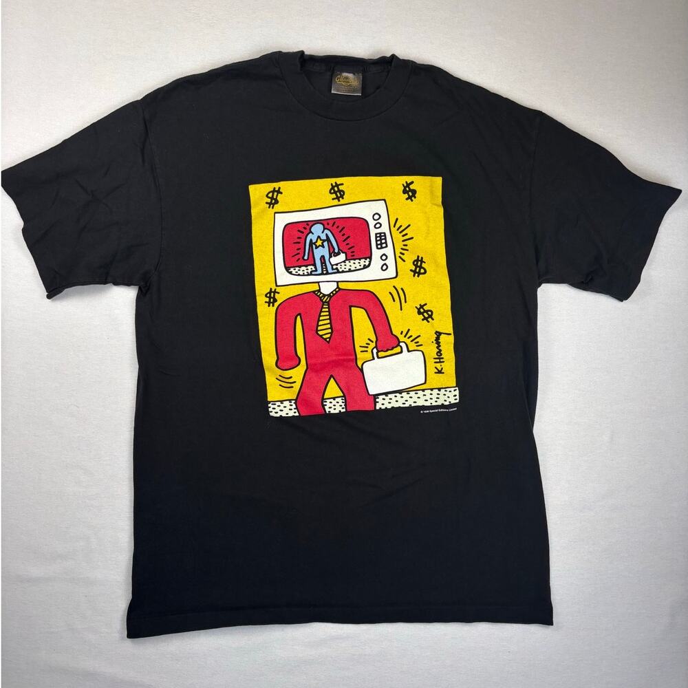 Vintage 1996 XL Keith Haring Special Limited‎ Edition businessman tshirt